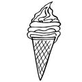 Vector illustration.Close-up ice cream in a waffle cone on an isolated white background. Royalty Free Stock Photo